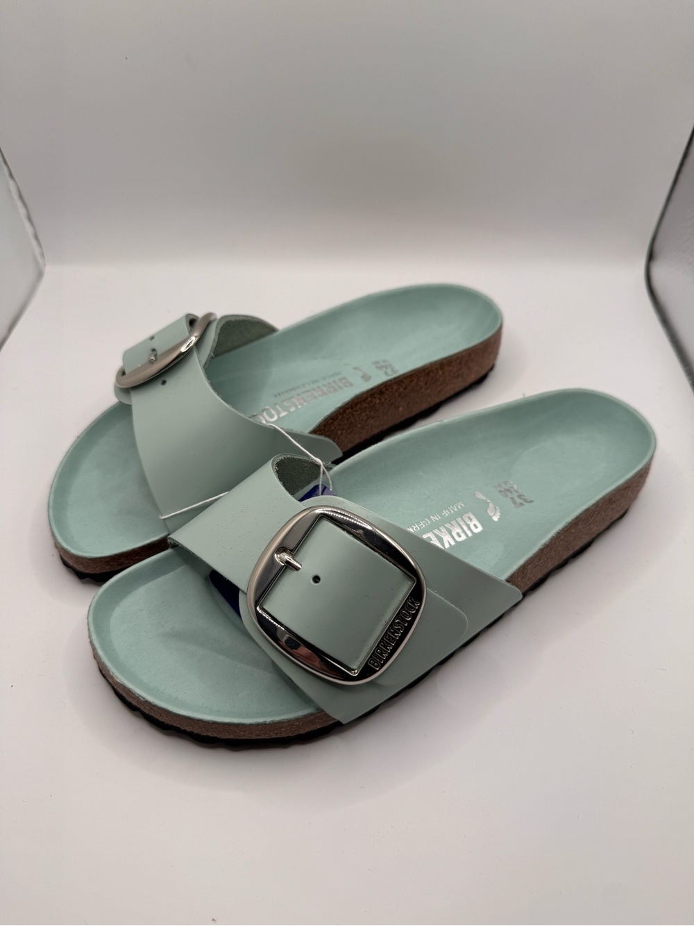 Birkenstock Madrid Big Buckle High Shine Shine Surf Green Slide 37
